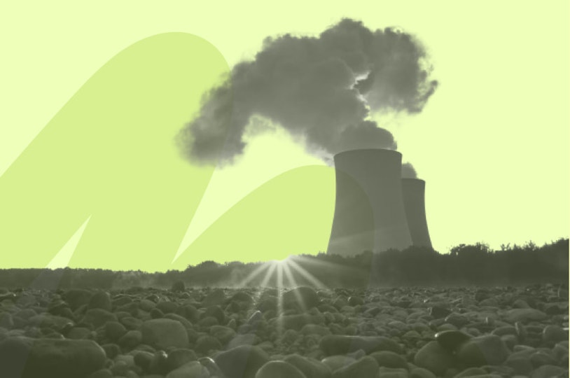 pollution coming from a factory at sunrise