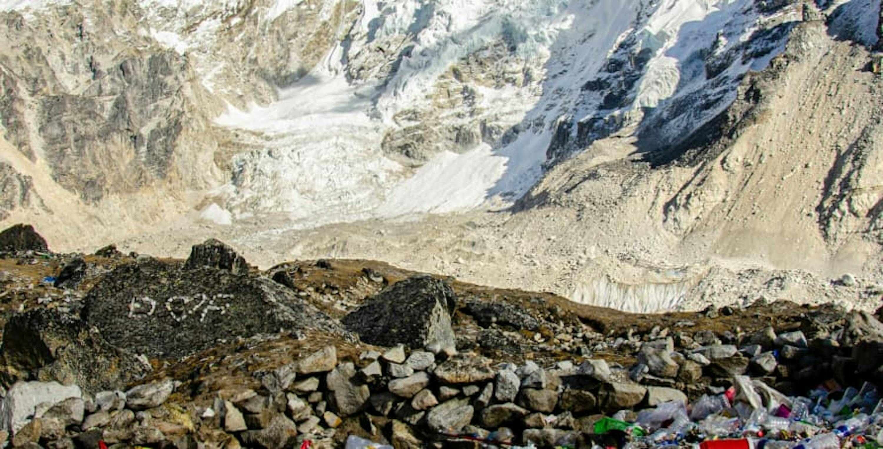 trash near a mountain