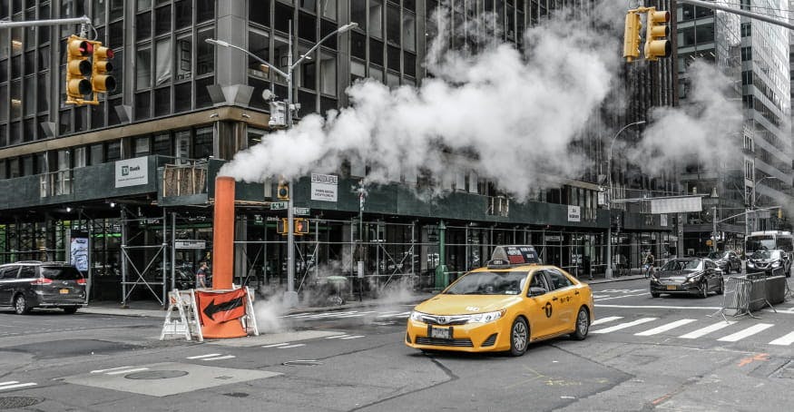 nyc midtown taxi smoke