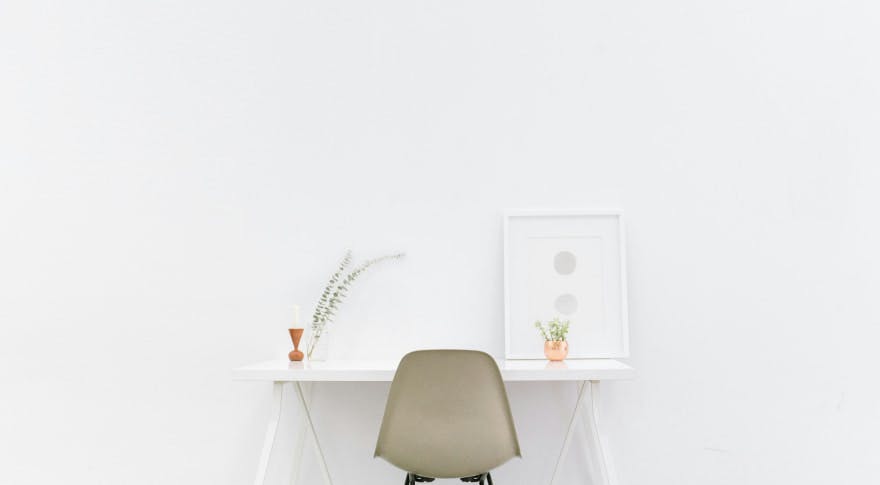 clean desk in white room