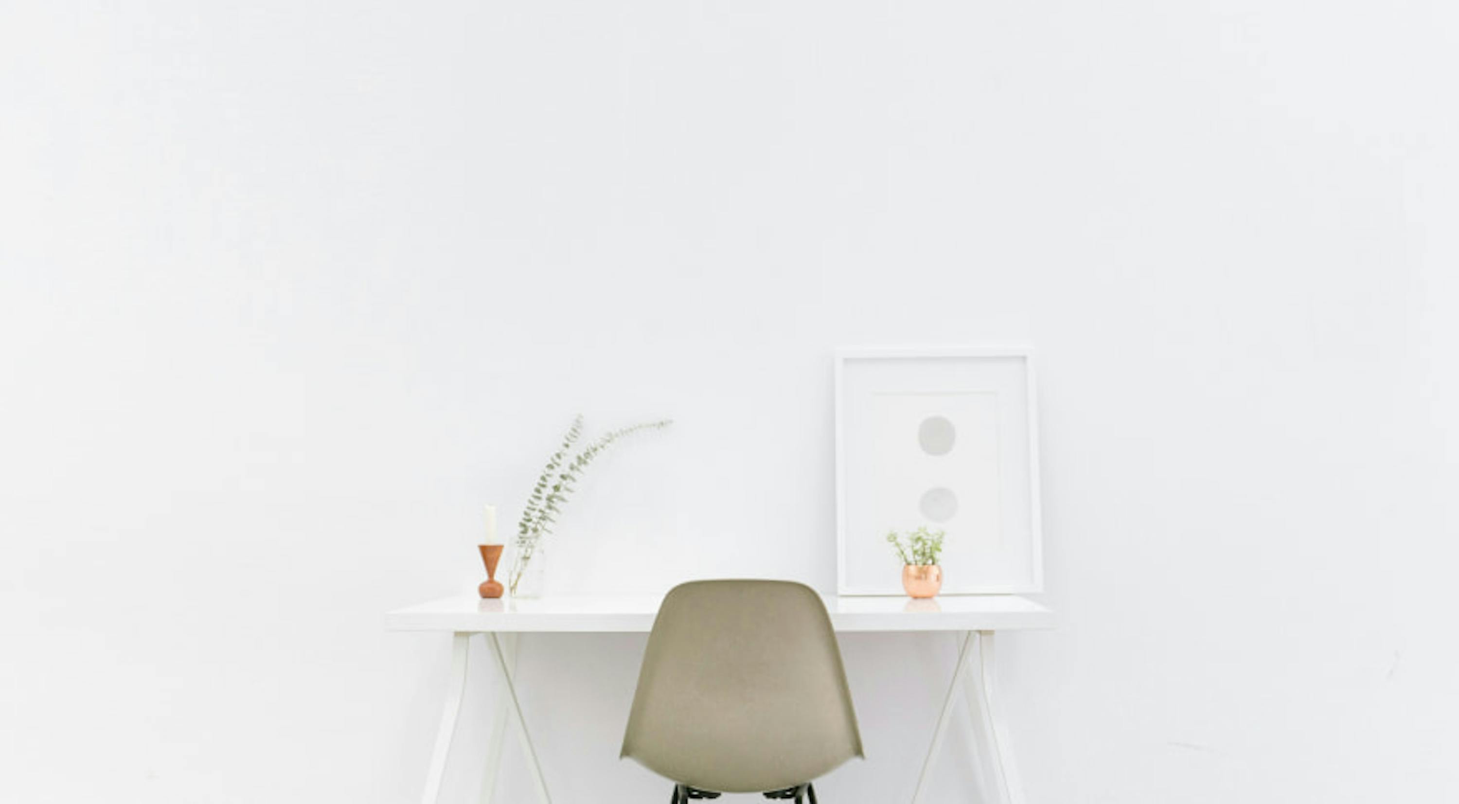 clean desk in white room