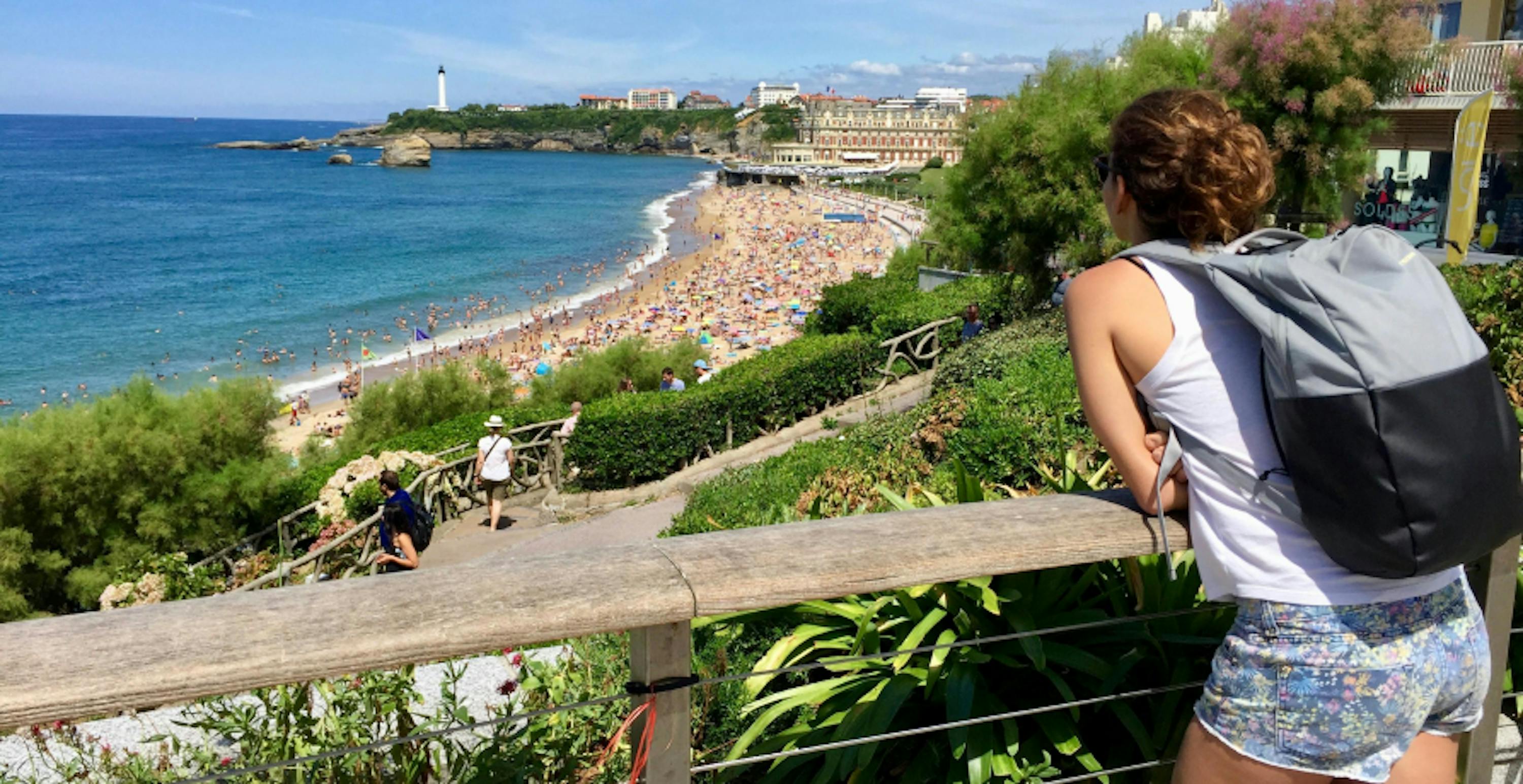 woman looking at view of Biarritz