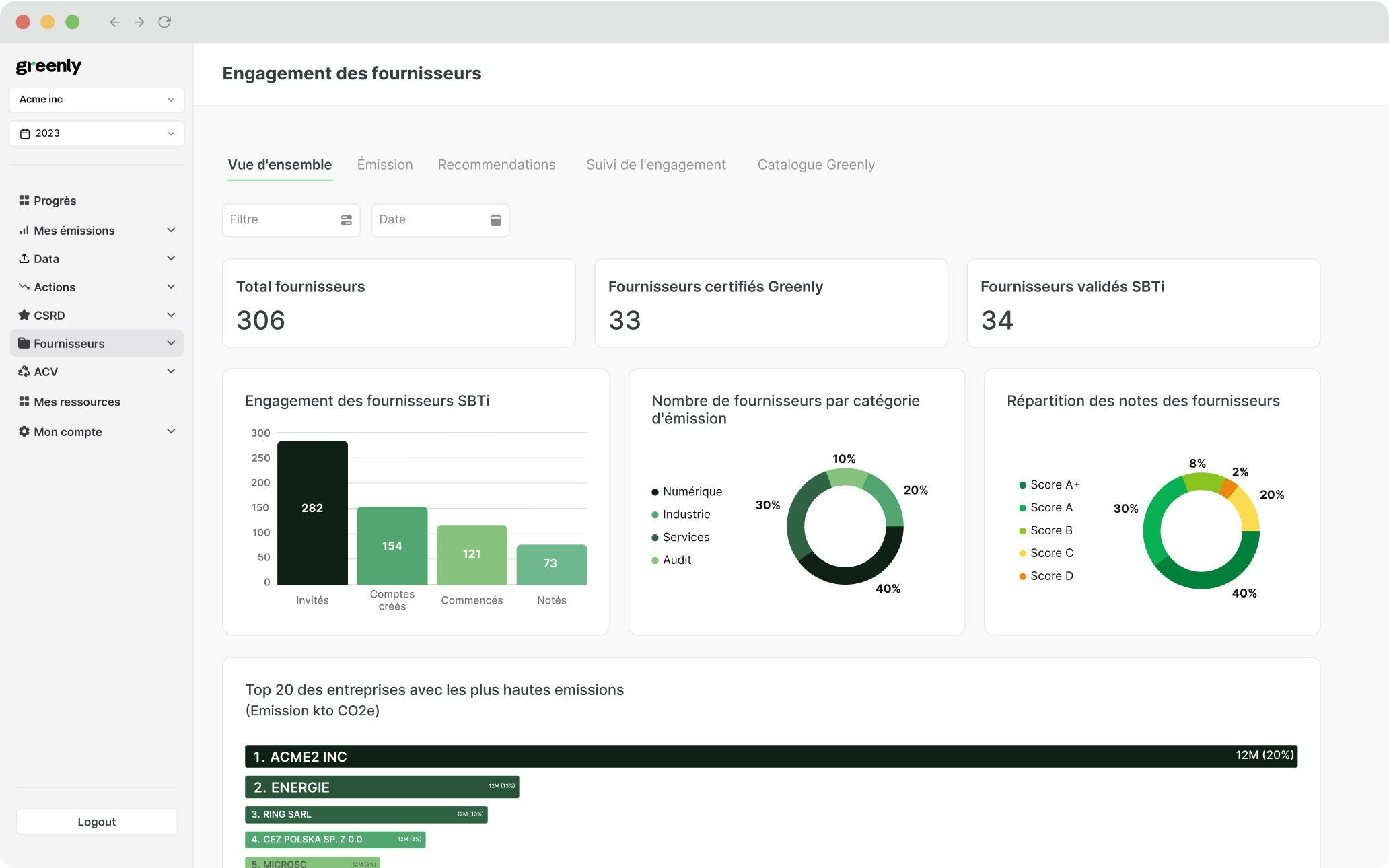 screenshot de la plateforme greenly