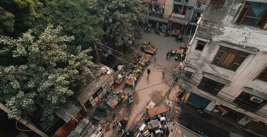 bird's eye view of city residence