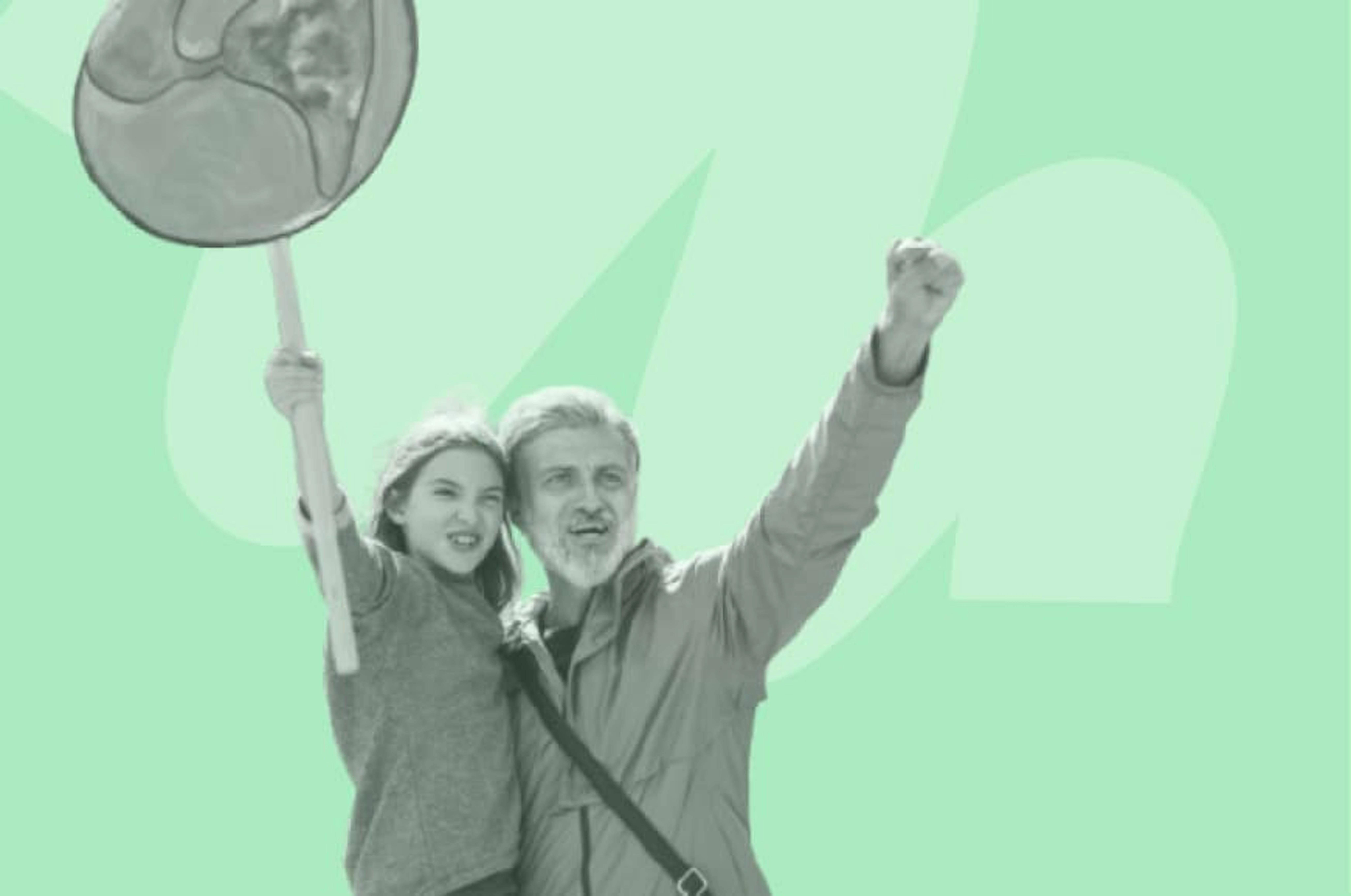 father daughter protesting for climate change