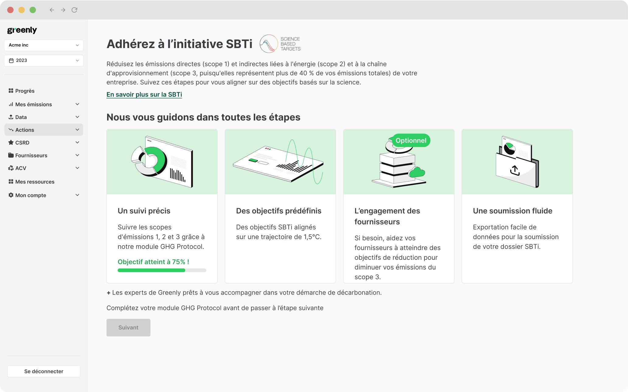 screenshot de la plateforme greenly