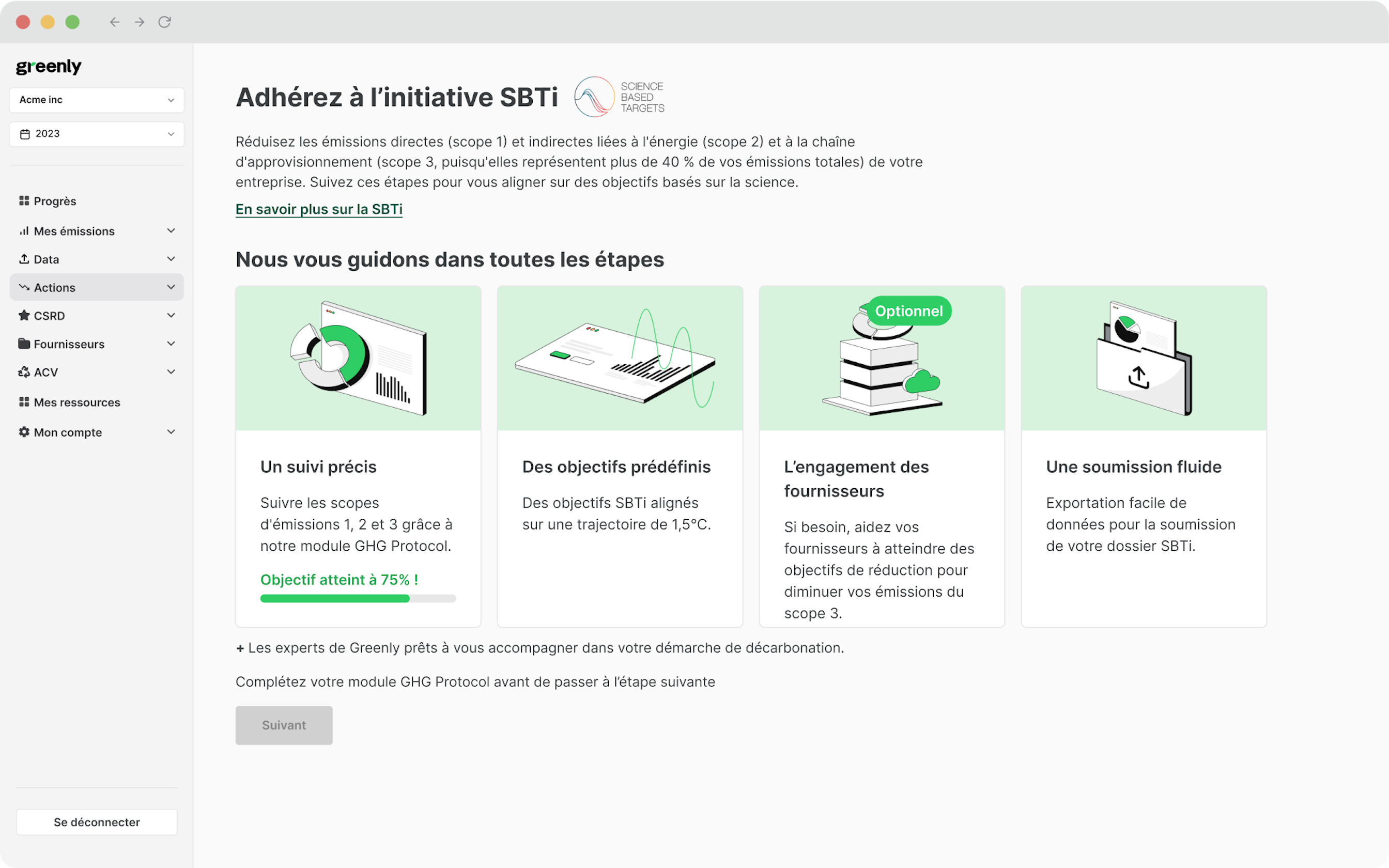 screenshot de la plateforme greenly