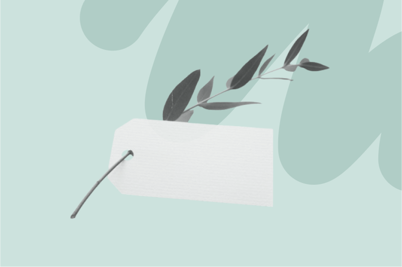 étiquette de vêtement avec une feuille