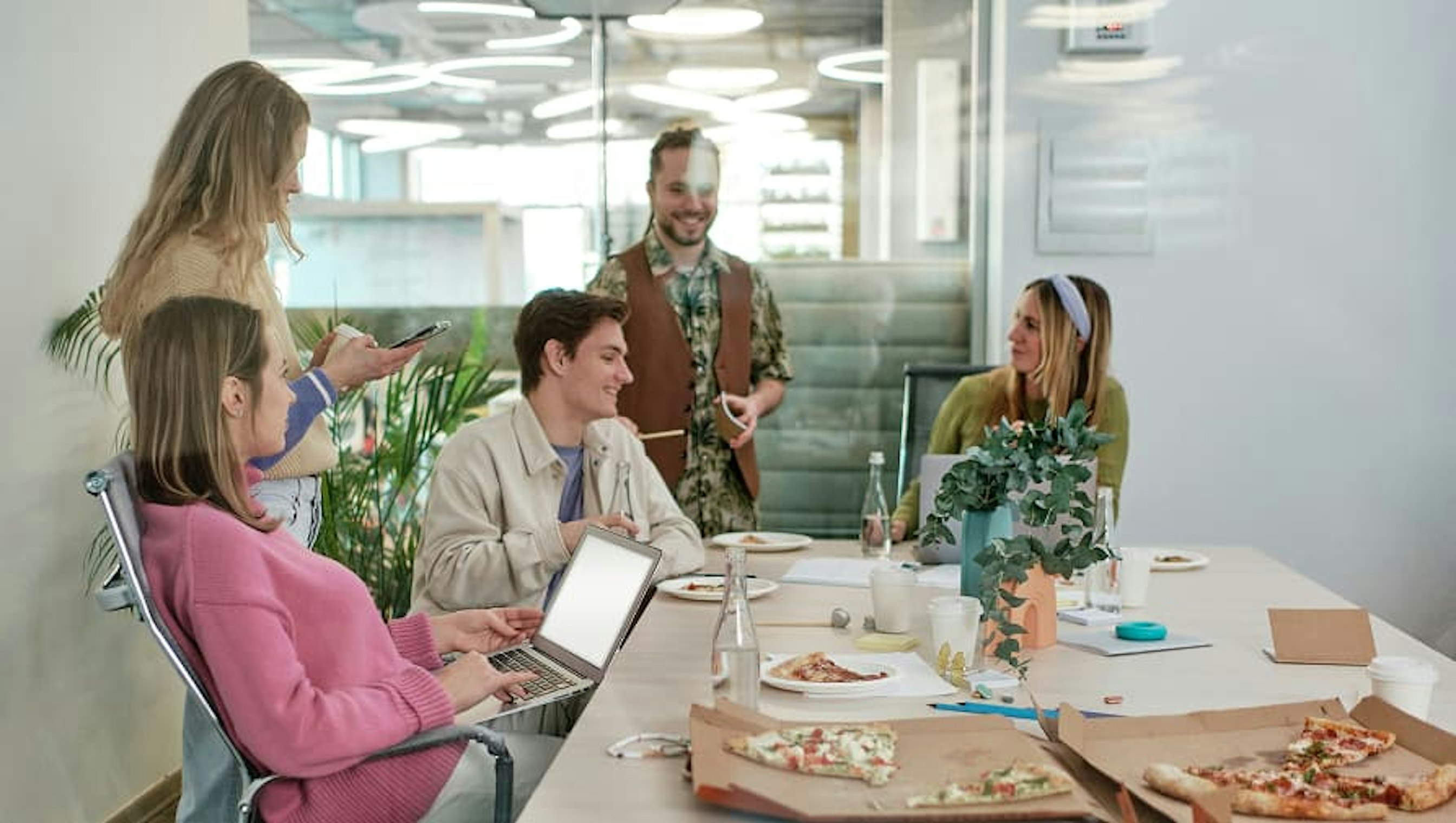 employees in glass room