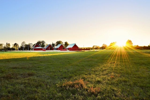 Landscape farm with solar farms