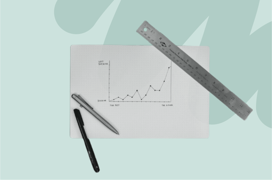 Blatt Papier mit einer Wachstumskurve