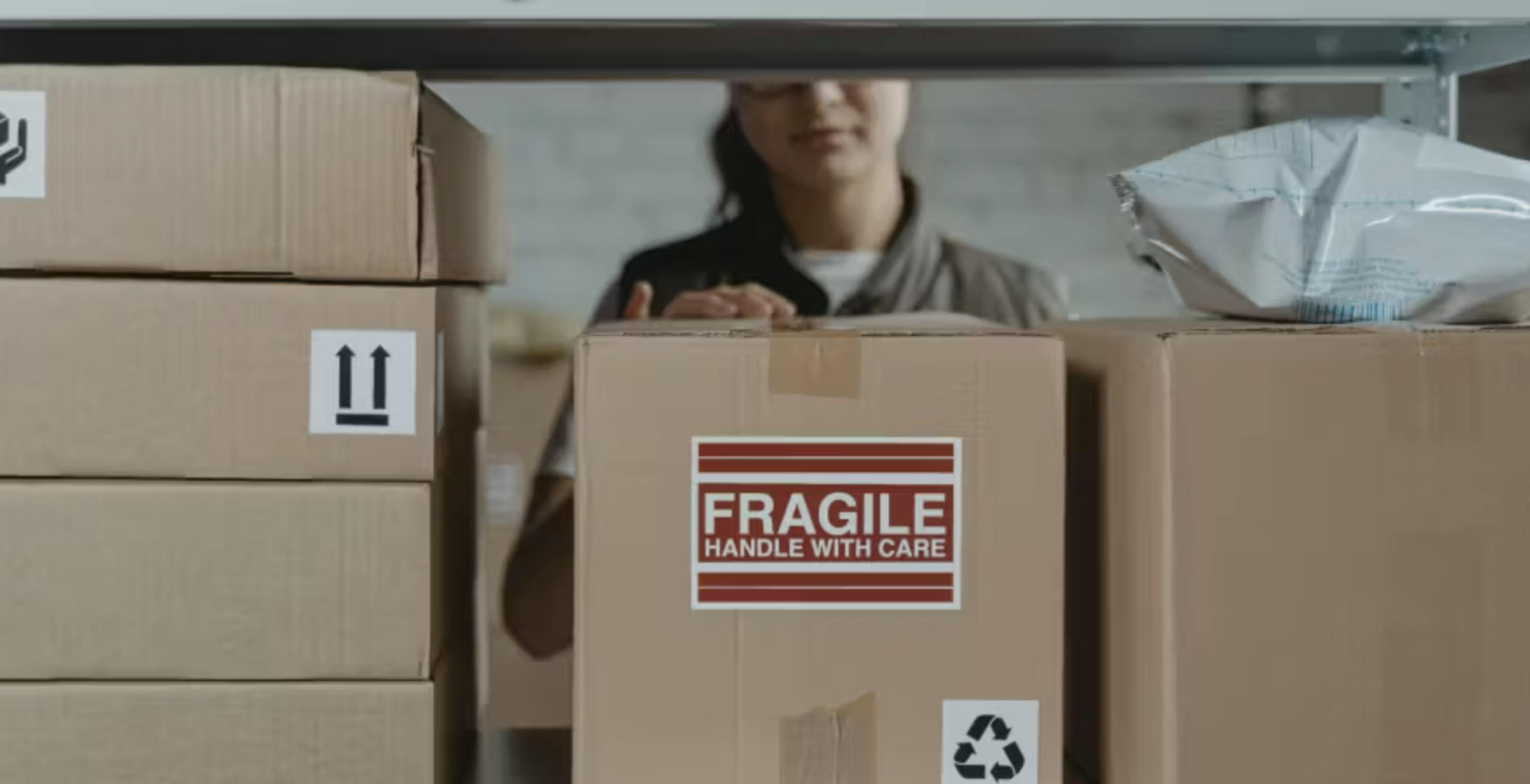 Fragile mention on a box