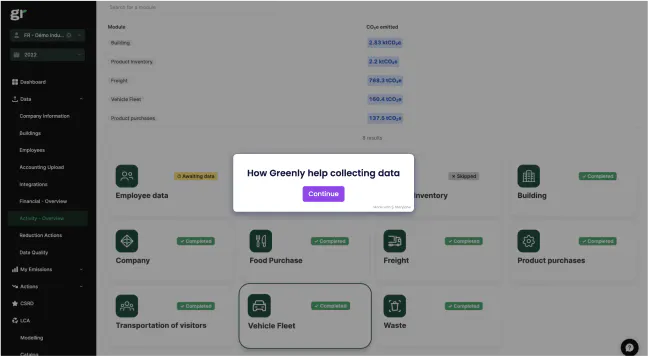 Screenshot of the Storylane about the data collection