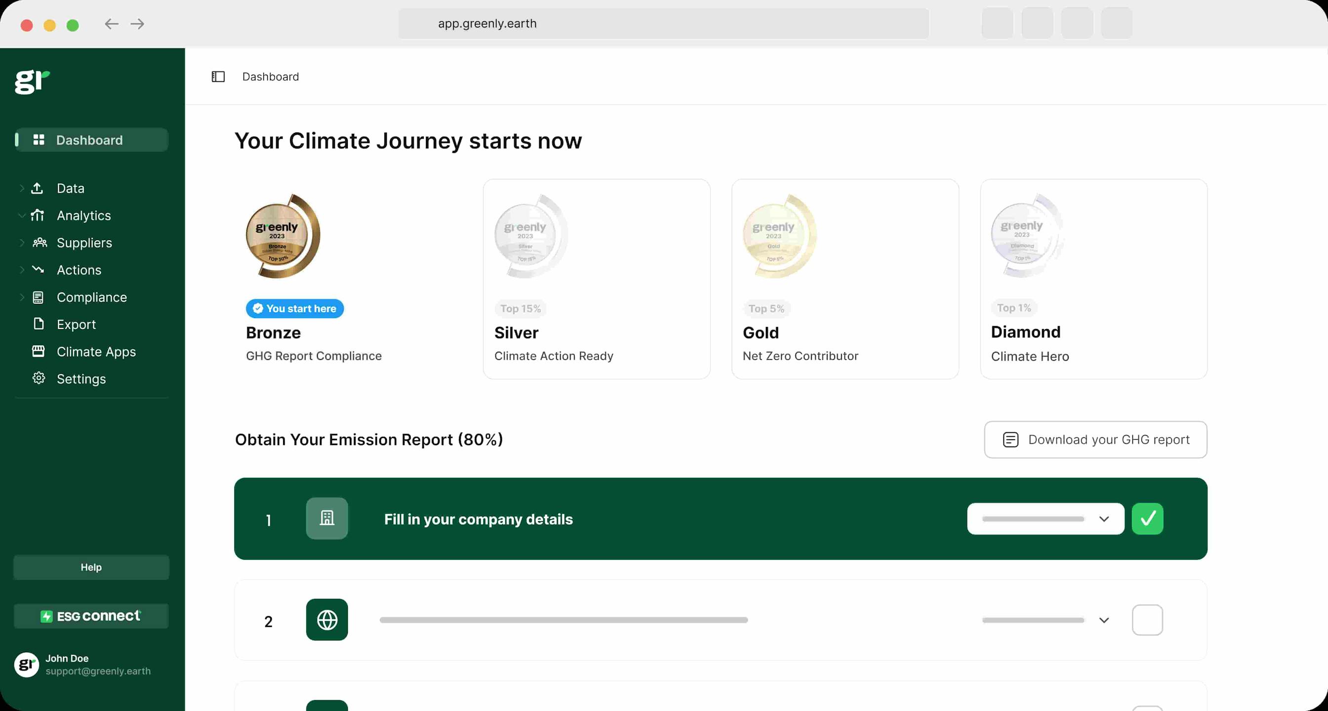 dashboard climate greenly