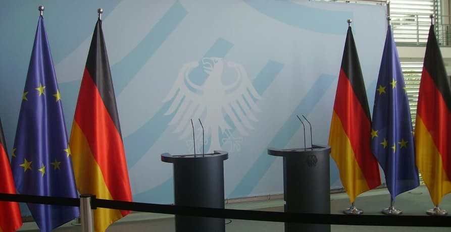 German flag and European Union flag