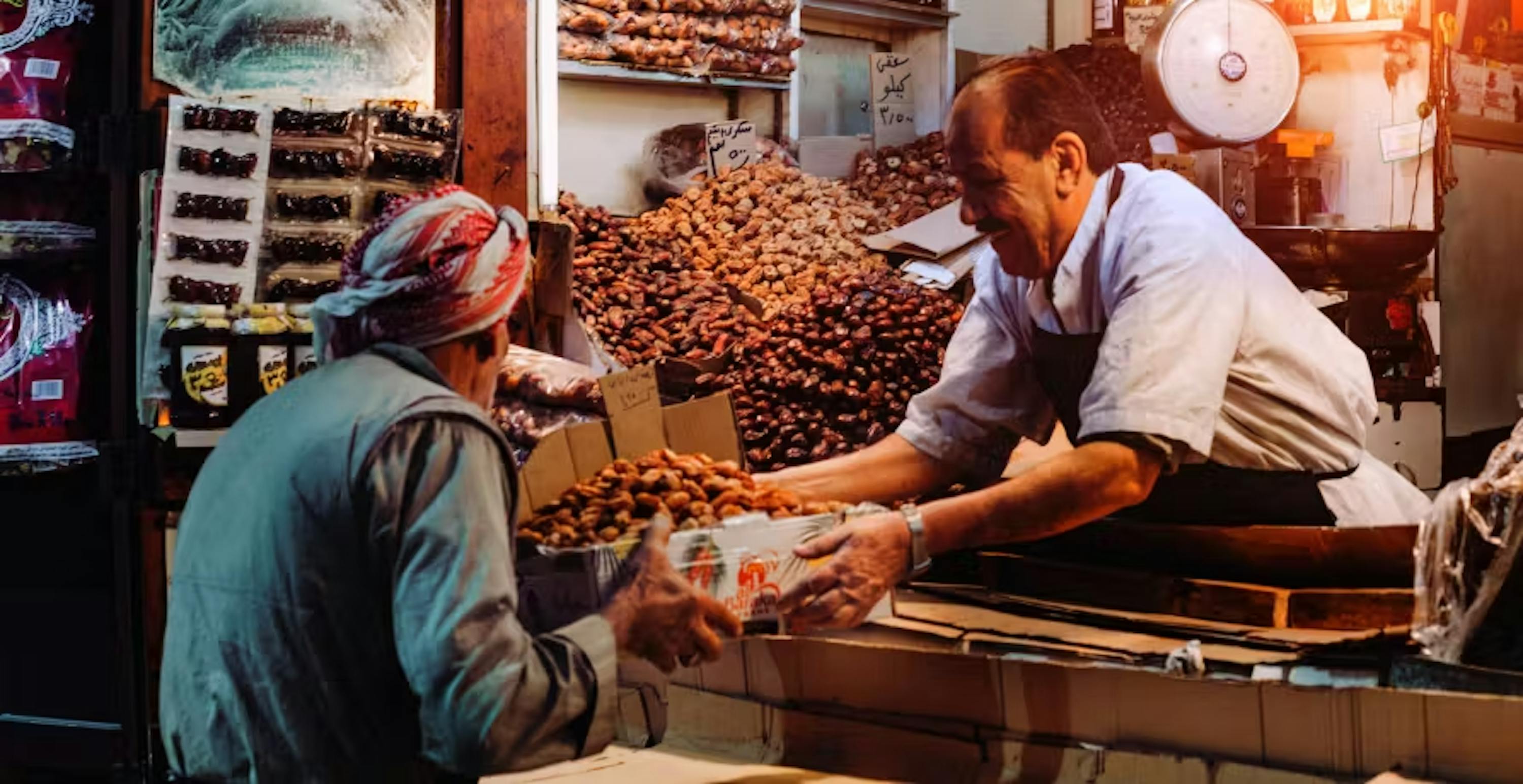 street vendor selling something to customer