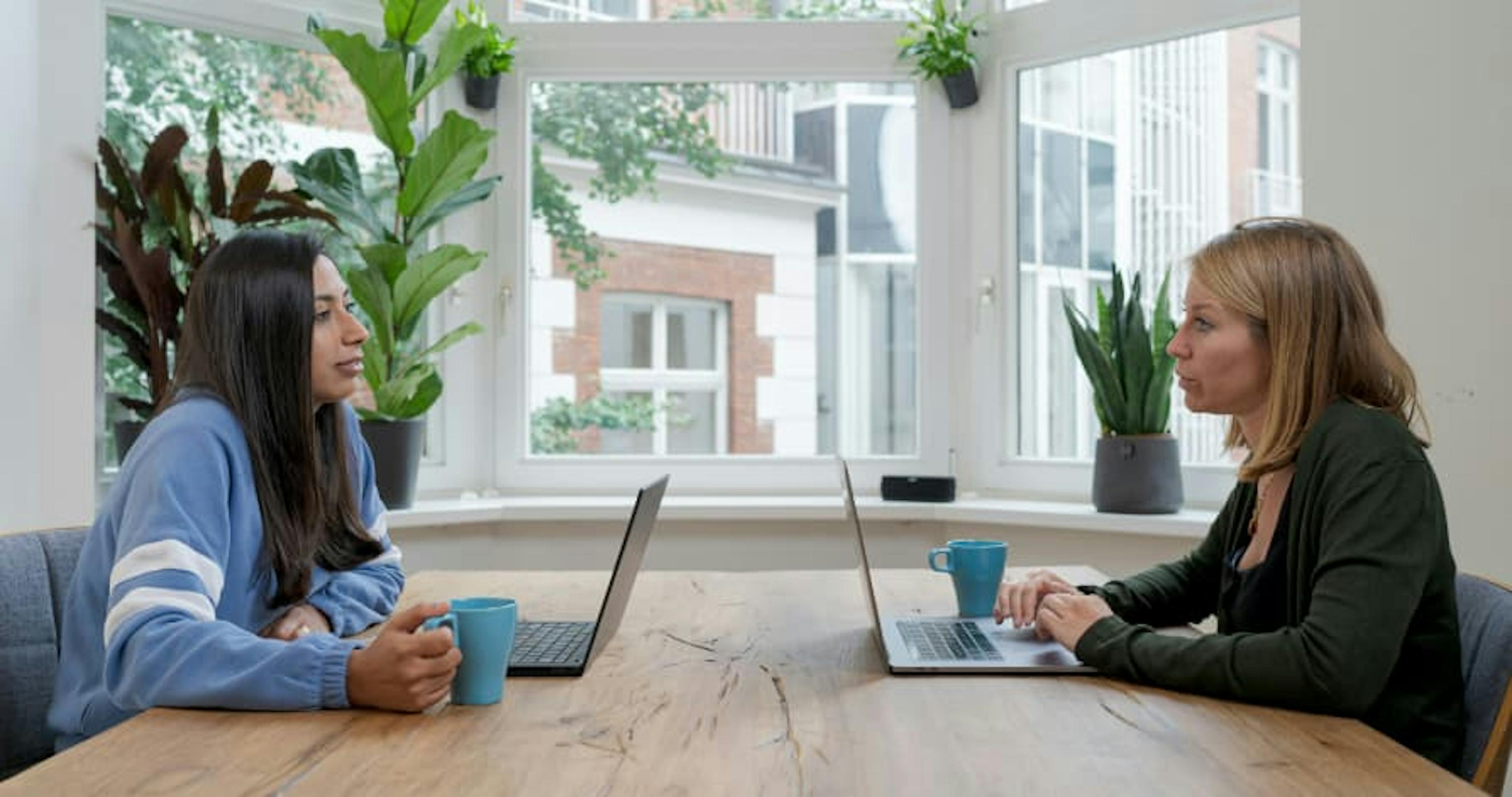 people discussing in an office