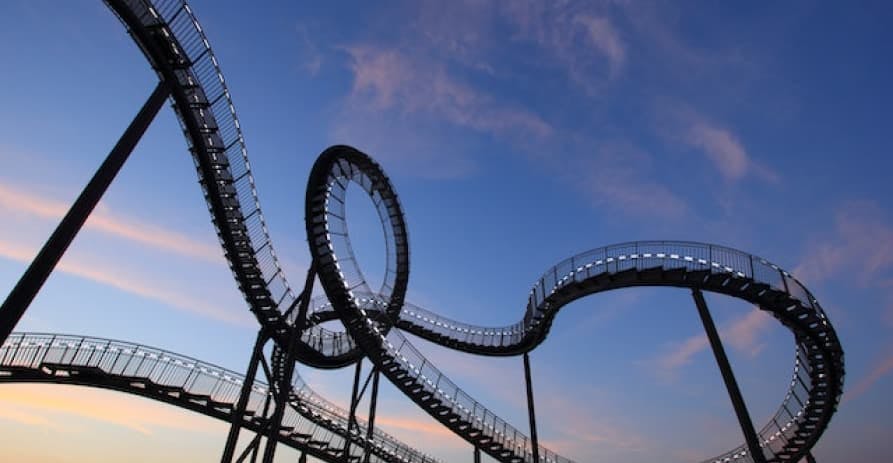 rollercoaster at dusk
