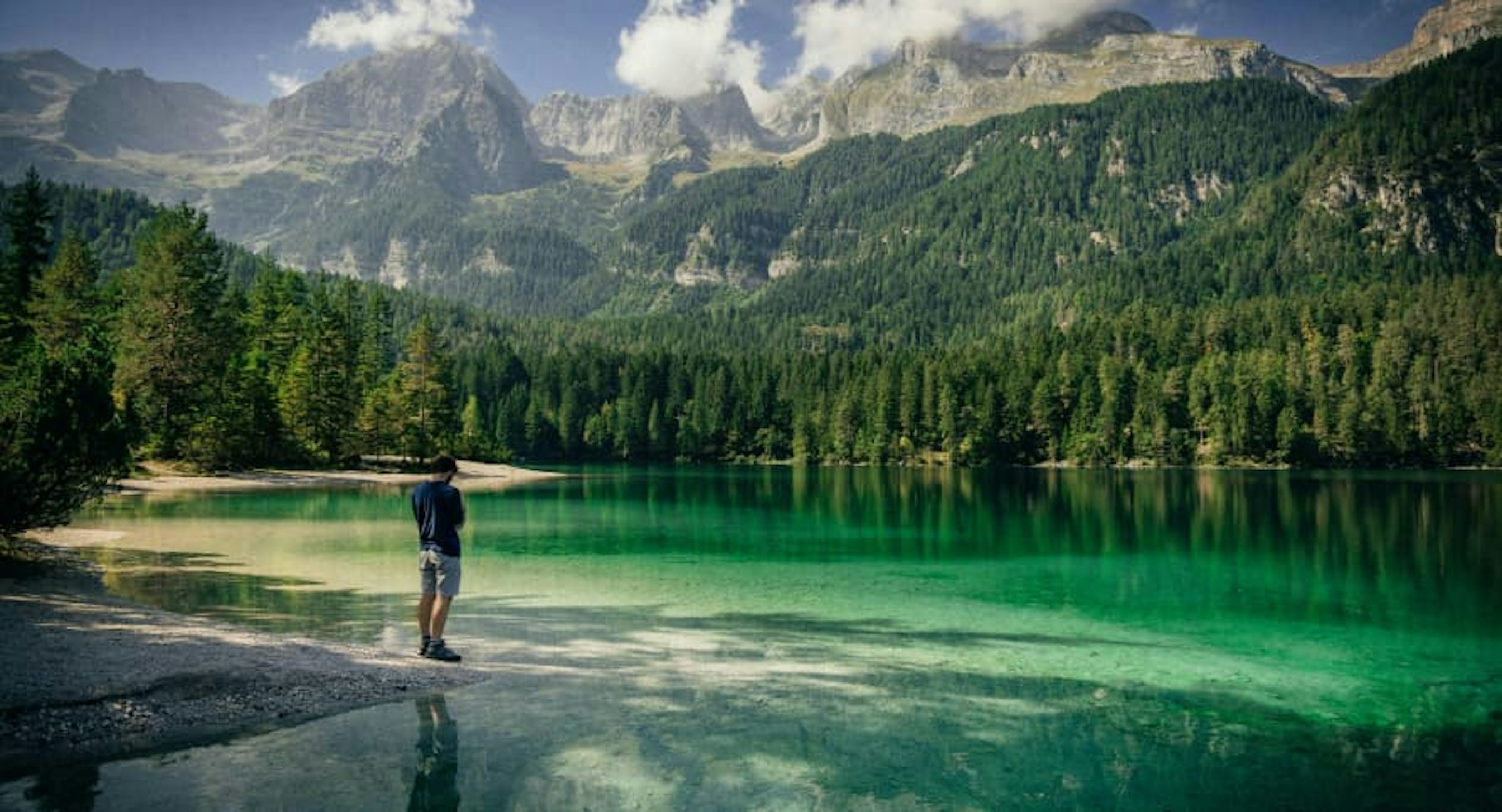 green mountains and lake