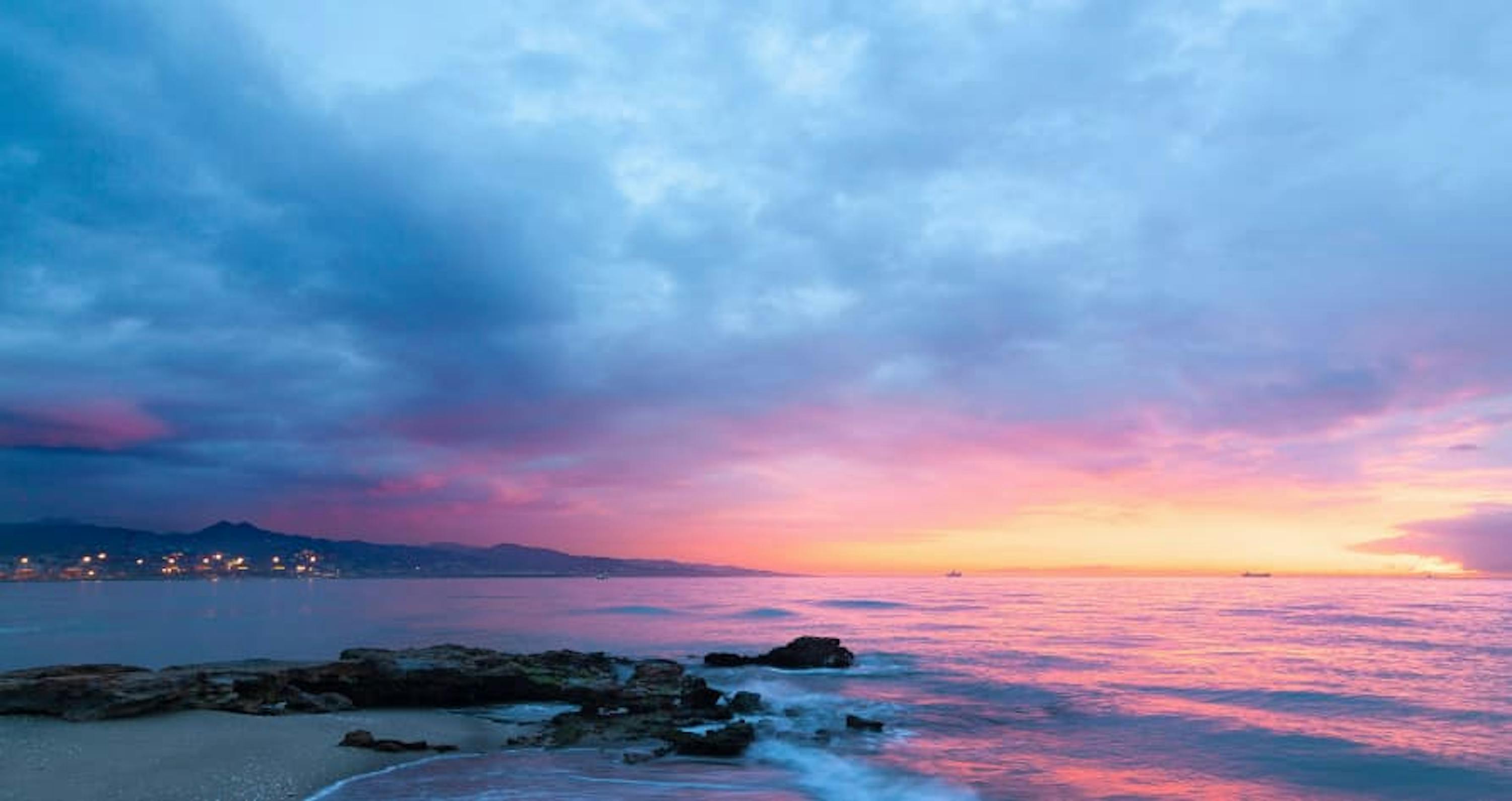 pink sunset over ocean