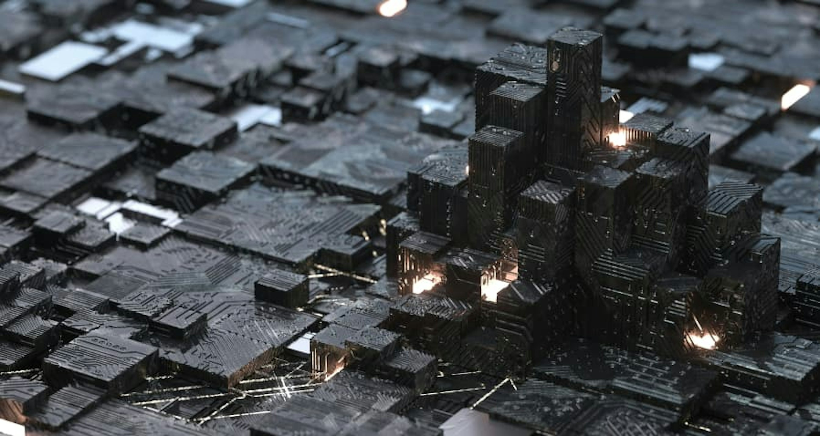3d map of power usage and buildings black