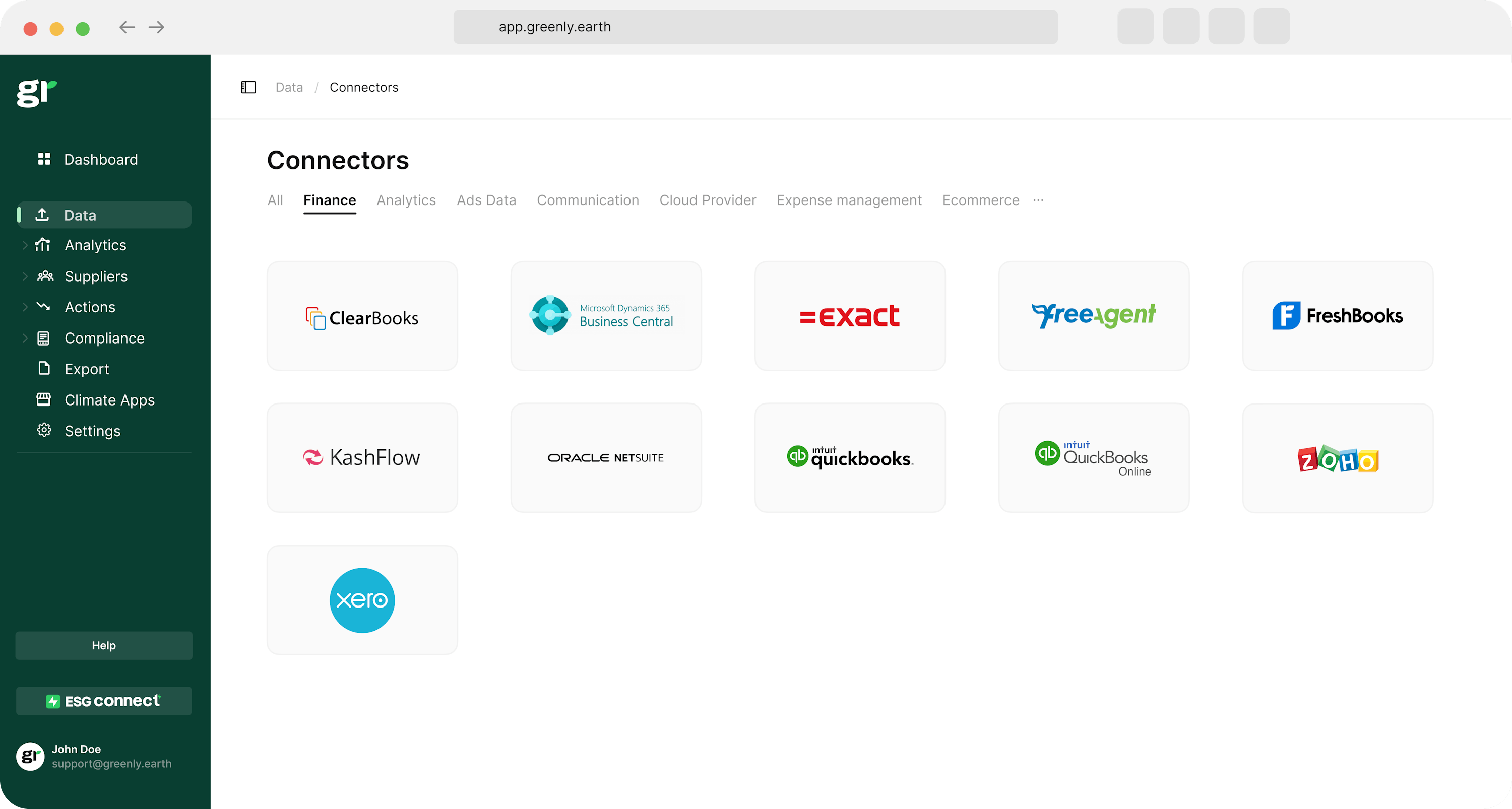 connectors on greenly platform