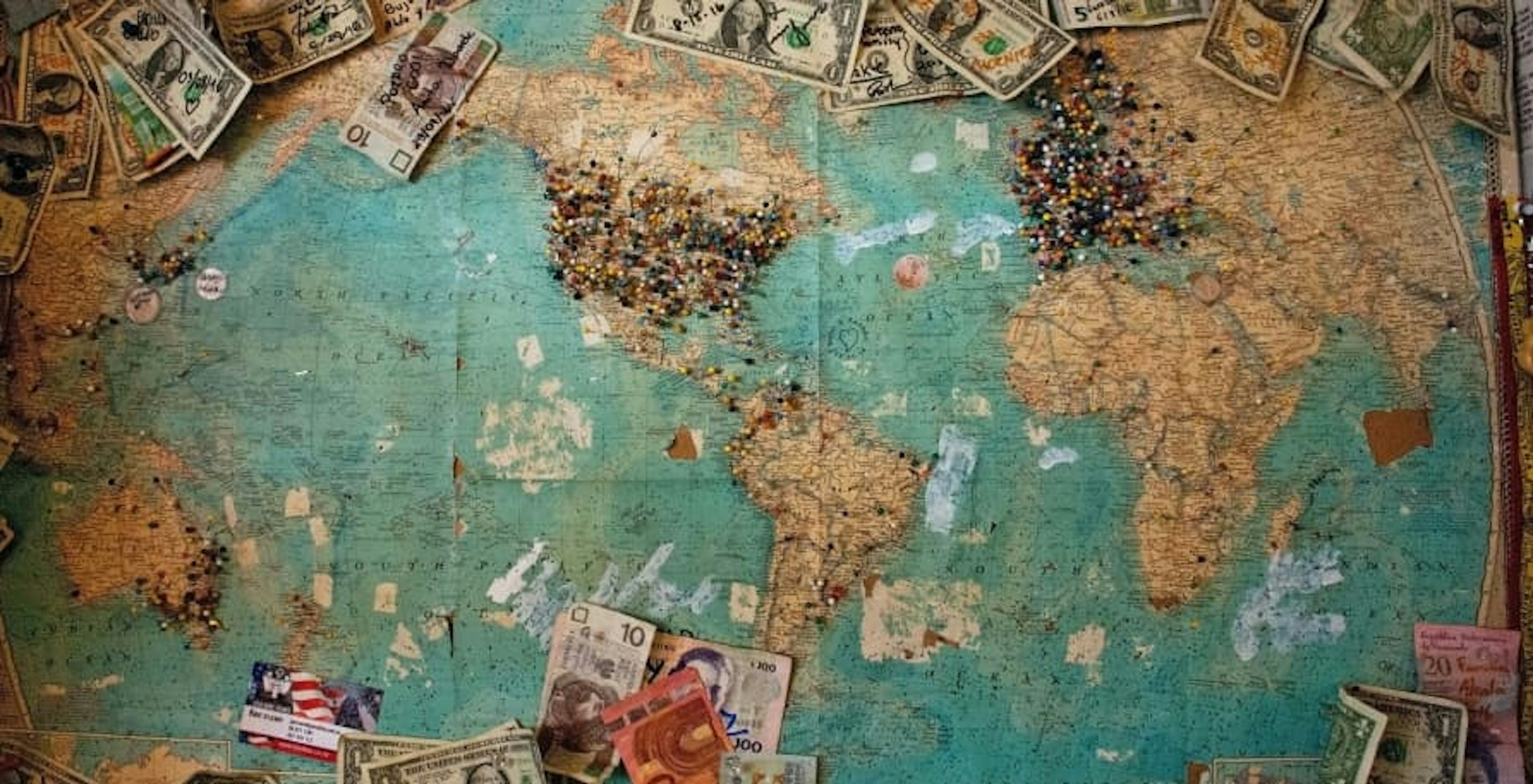 global currency on world map
