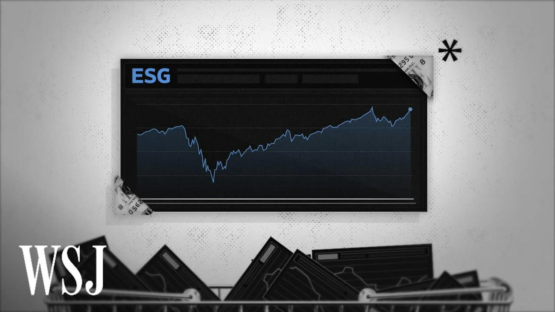 flatscreen tv with ESG graph by WSJ