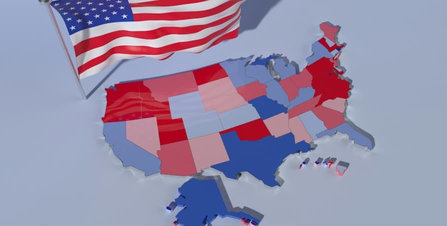 us flag with us map