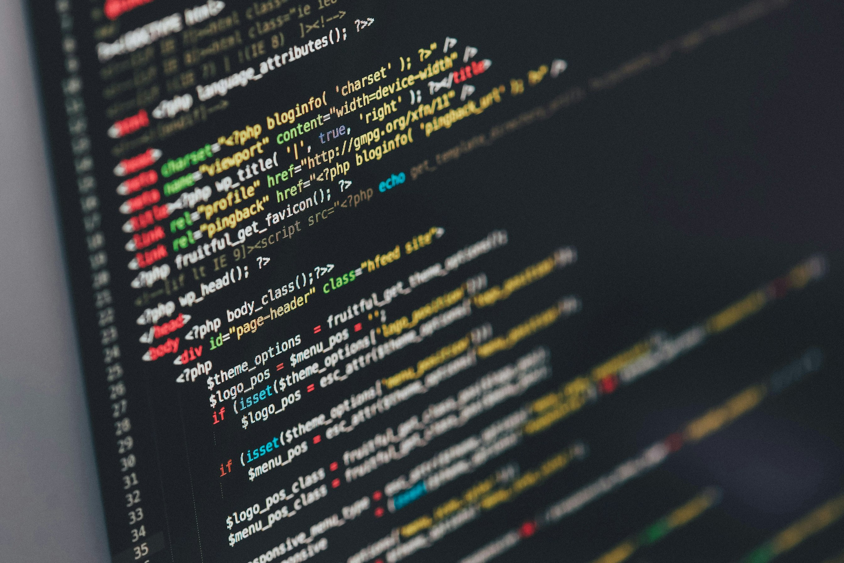Lines of code on a screen