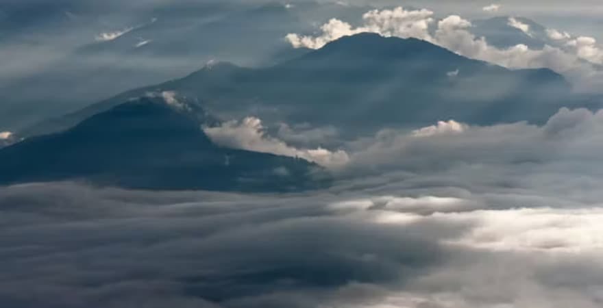 grey clouds over mountains