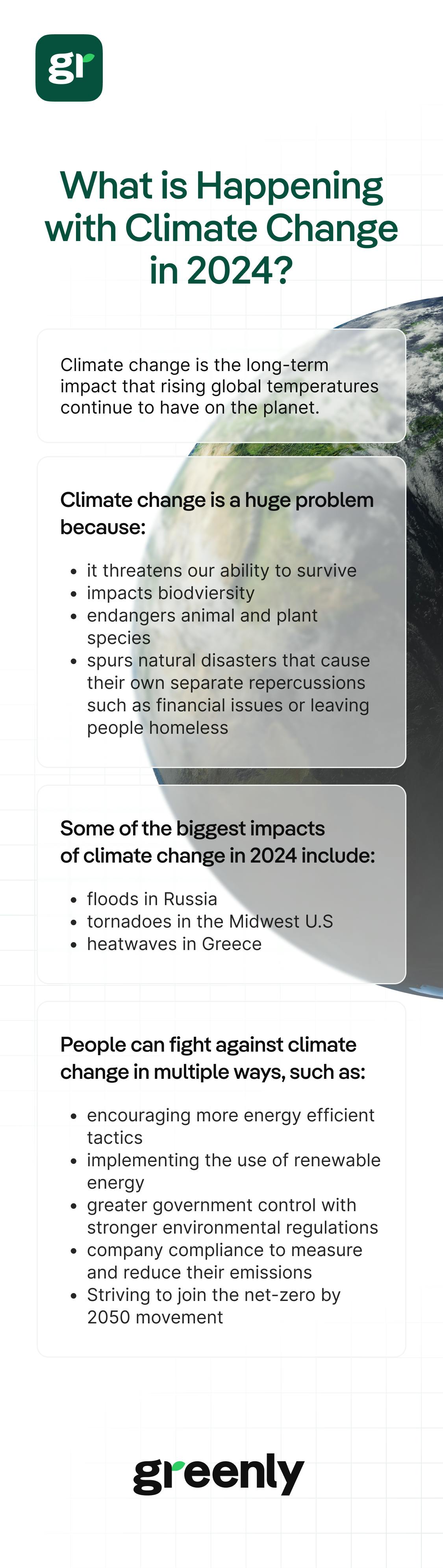 resume of the article with an infographic "what is happening with climate change in 2024 ?"