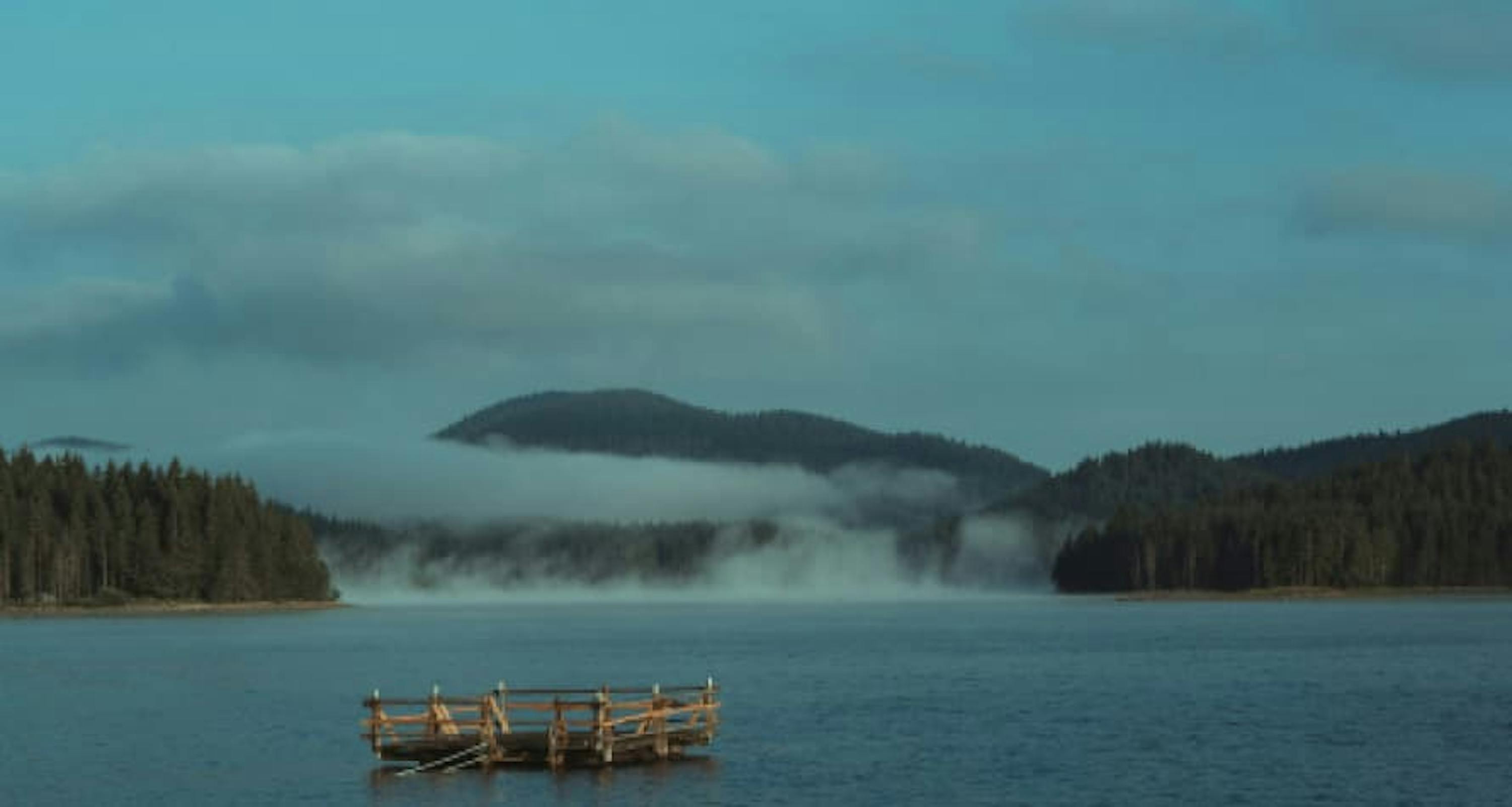 dusk water vapor on lake