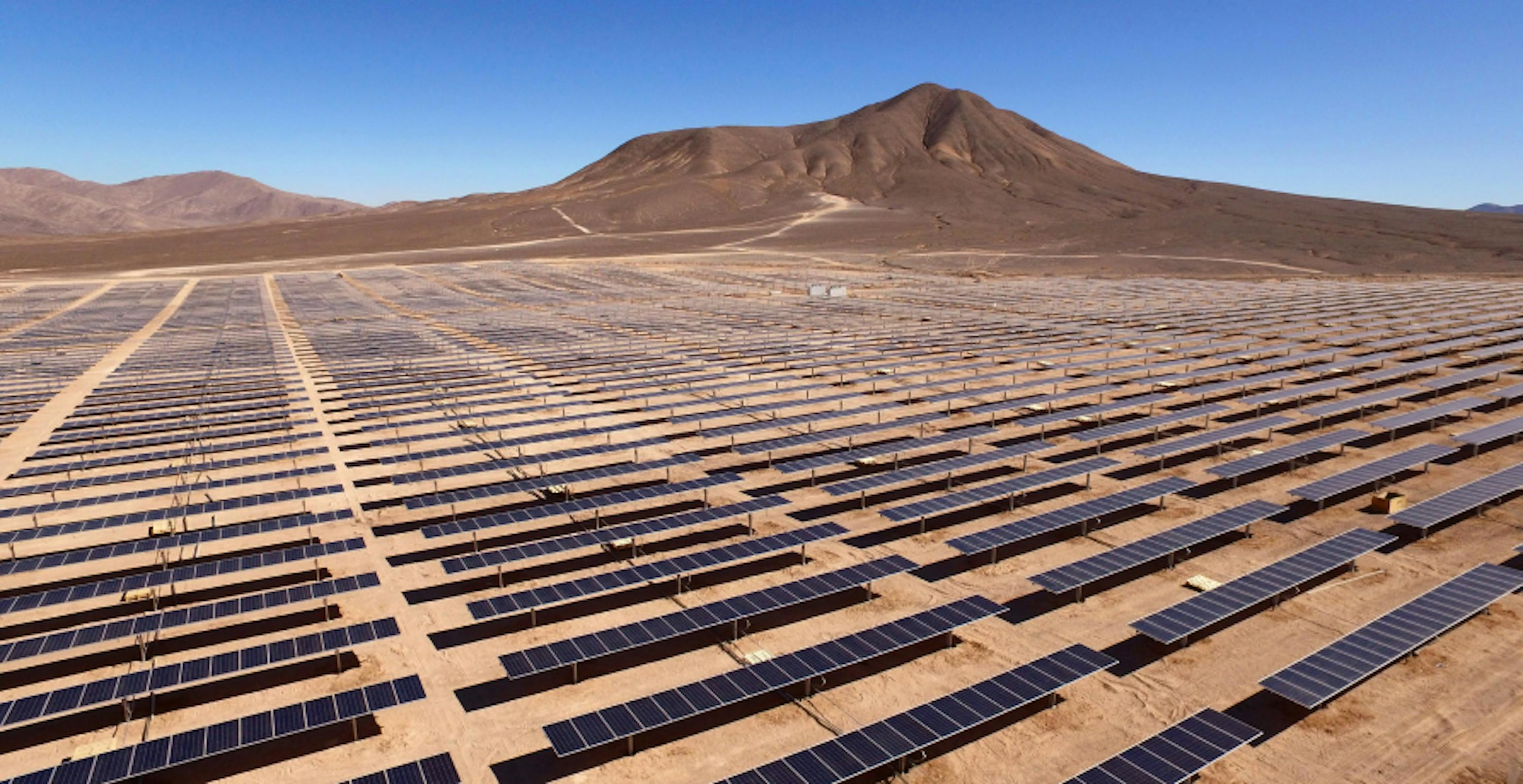 solar panels field in the desert