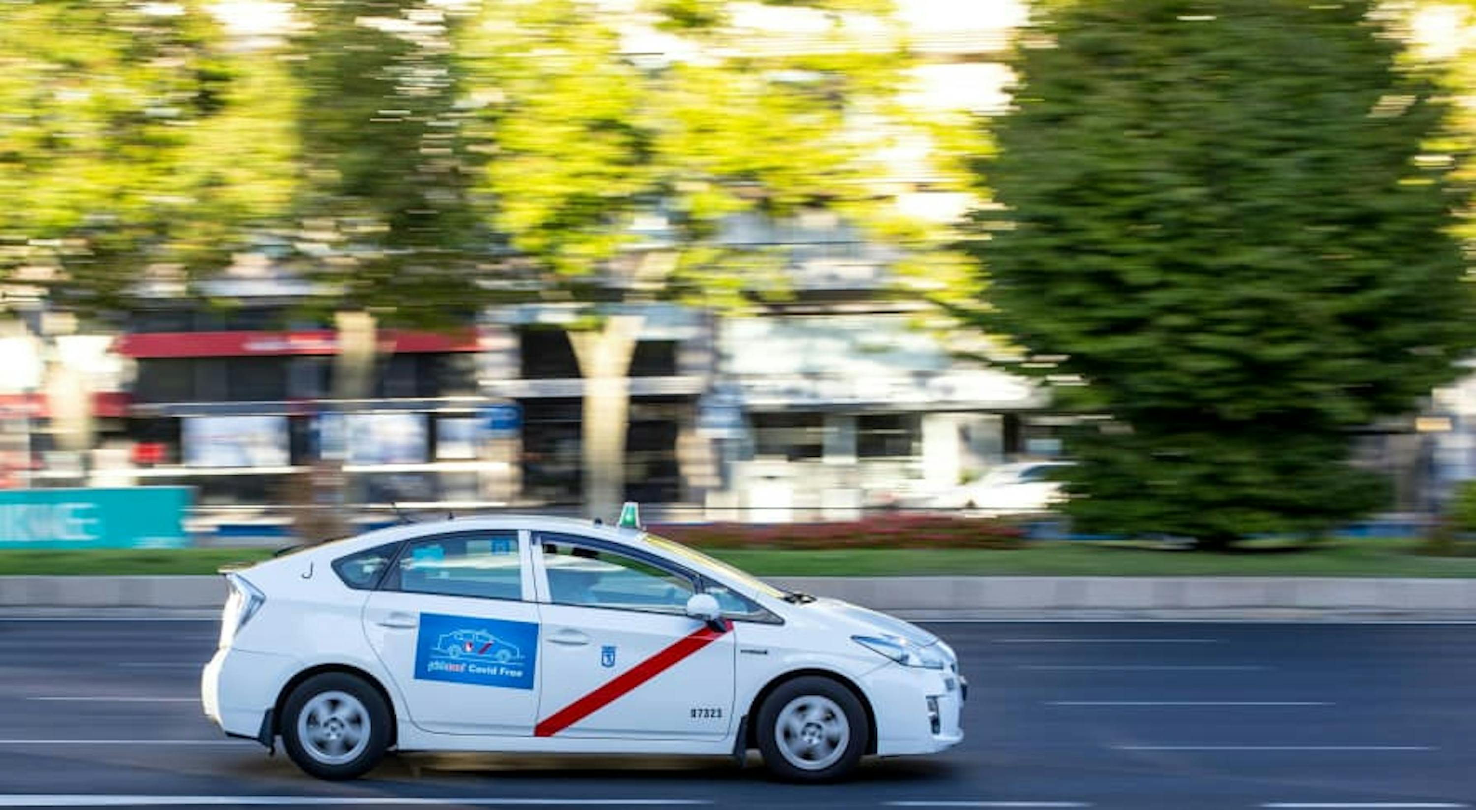 white toyota prius taxi