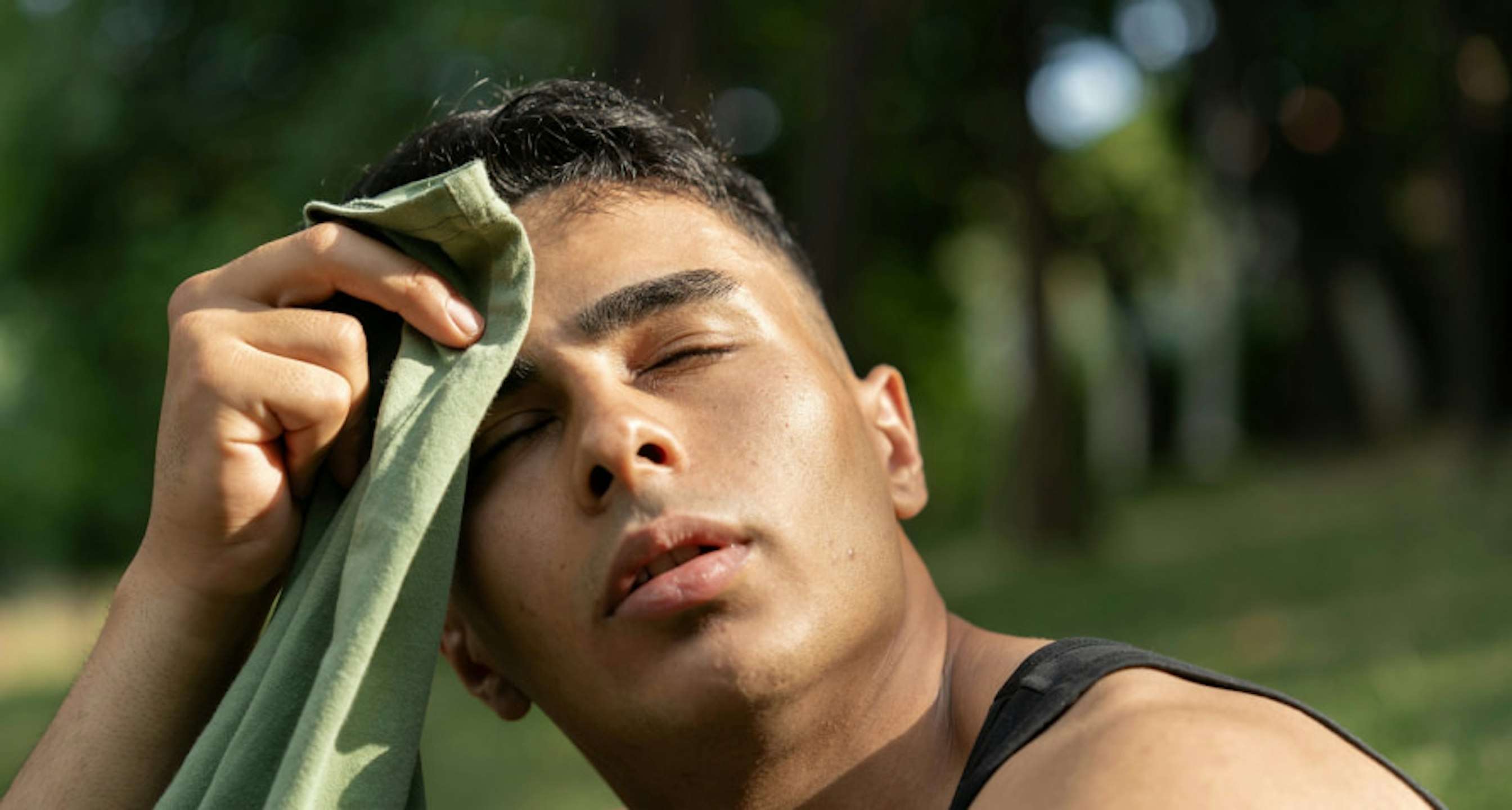 a man suffering from heat