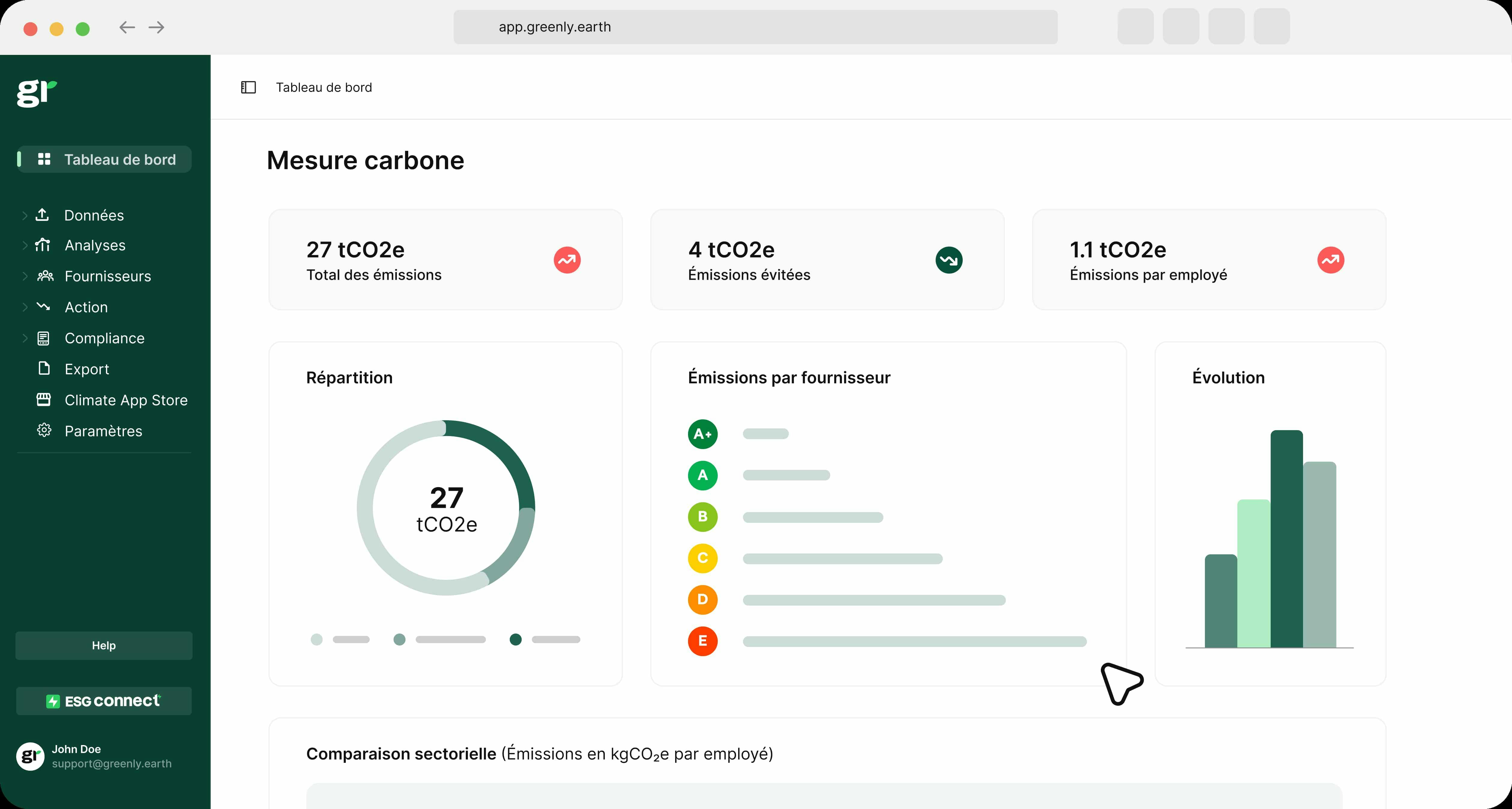 screenshot de la plateforme Greenly