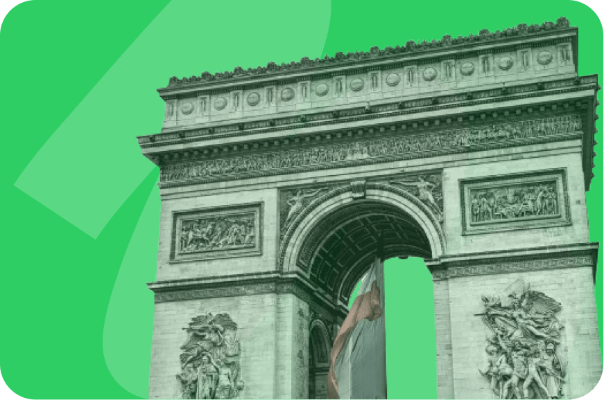 Photo de l'Arc de Triomphe sur fond vert