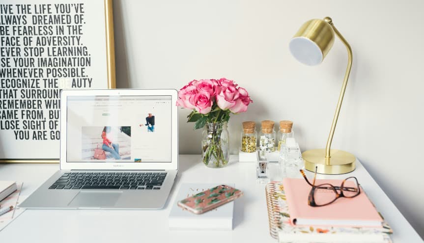 laptop at girly desk