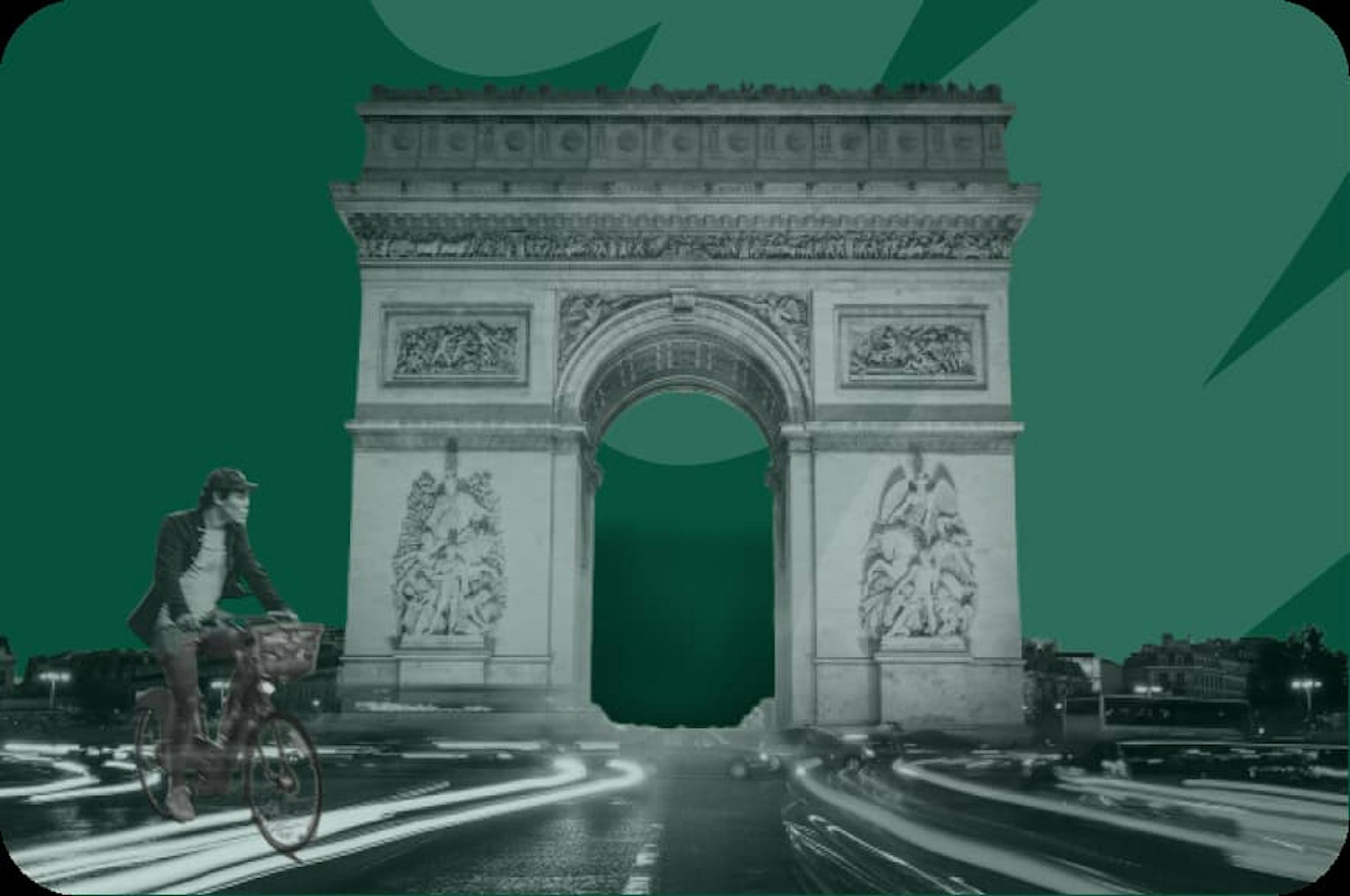 homme sur un velo arc de triomphe