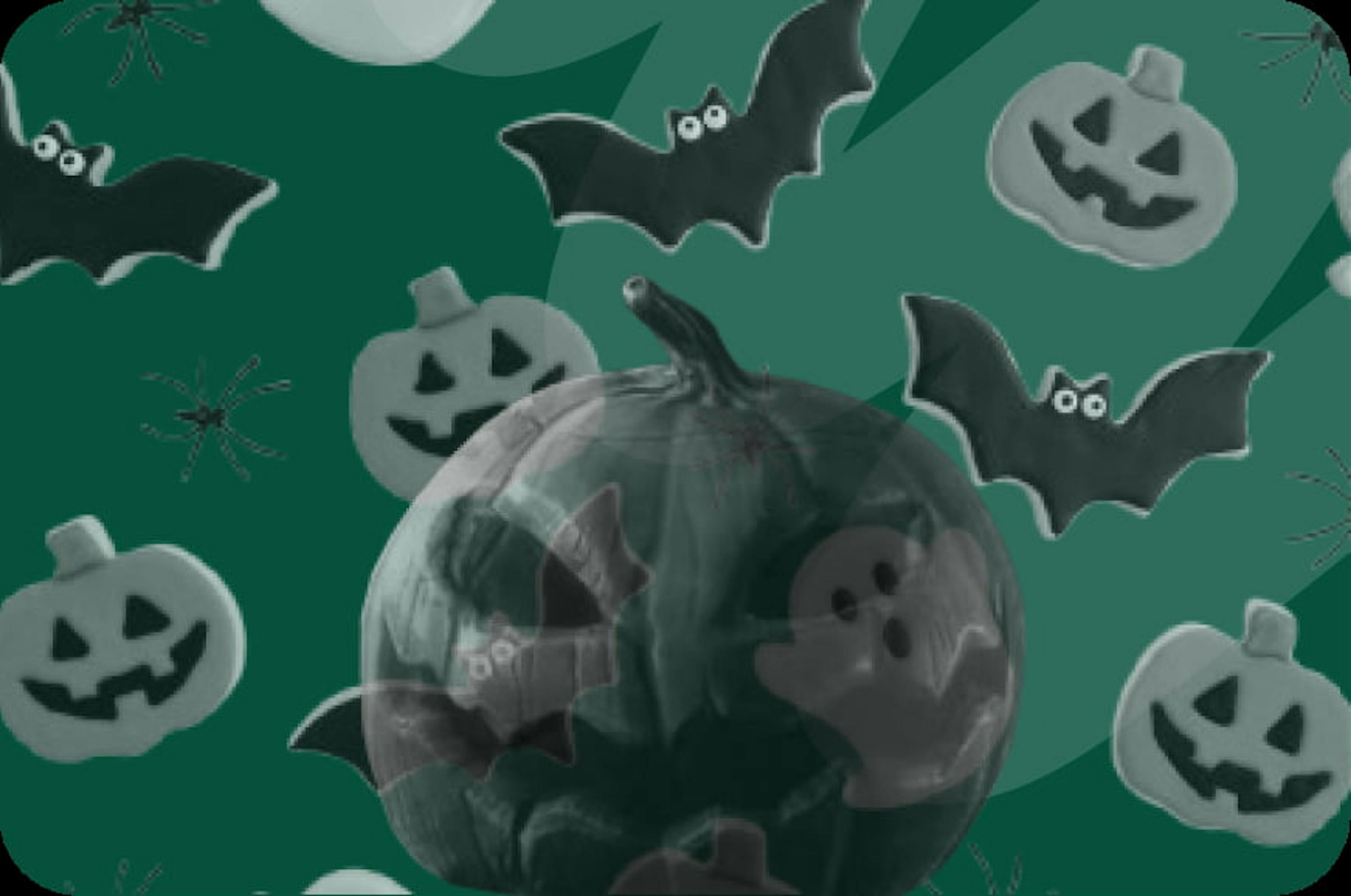 halloween pumpkins and bats