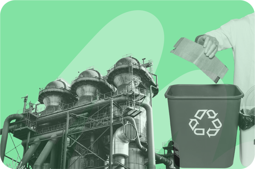 factory and someone recycling something