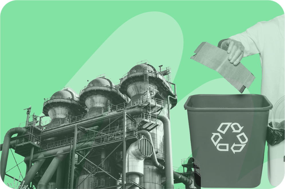 factory and someone recycling something