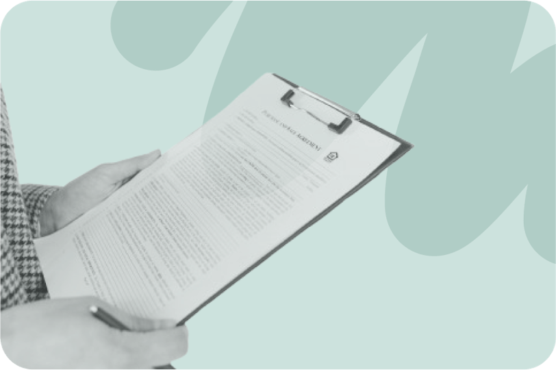 someone looking at document/ report