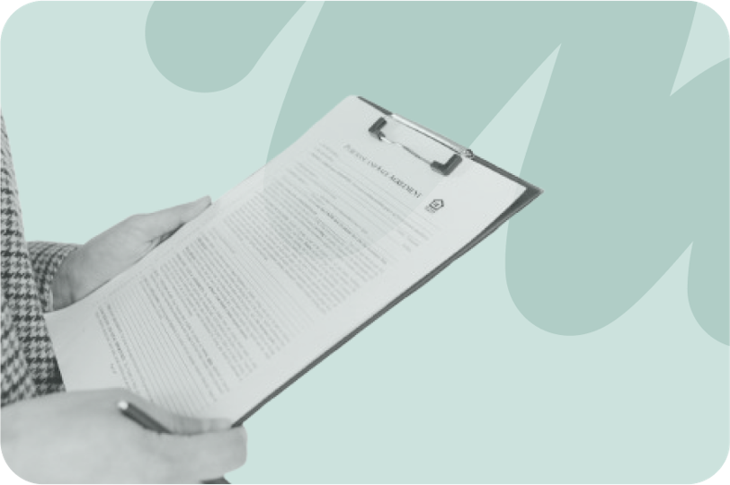 someone looking at document/ report