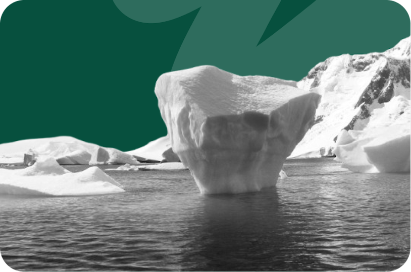 glacier et iceberg sur fond vert