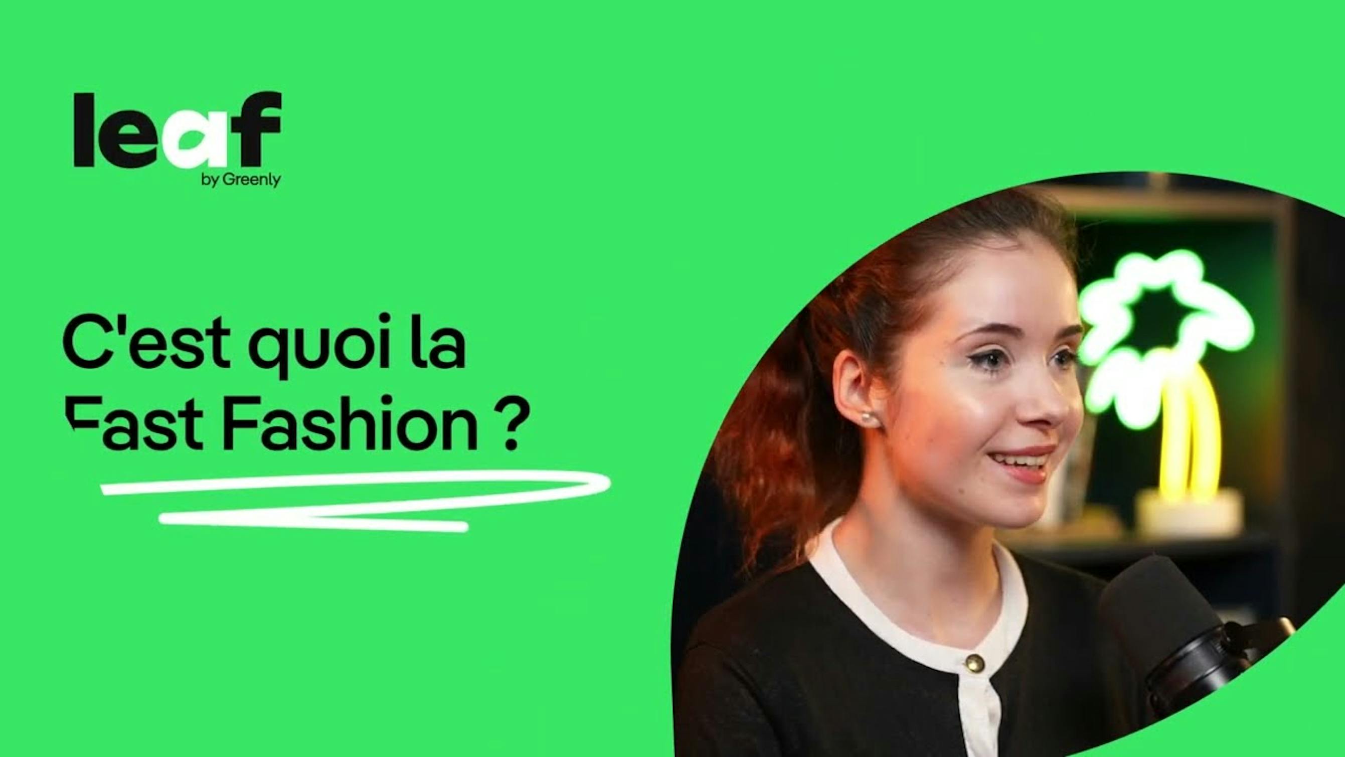 Miniature Youtube avec écrit "C'est quoi la fast fashion ?" sur fond vert