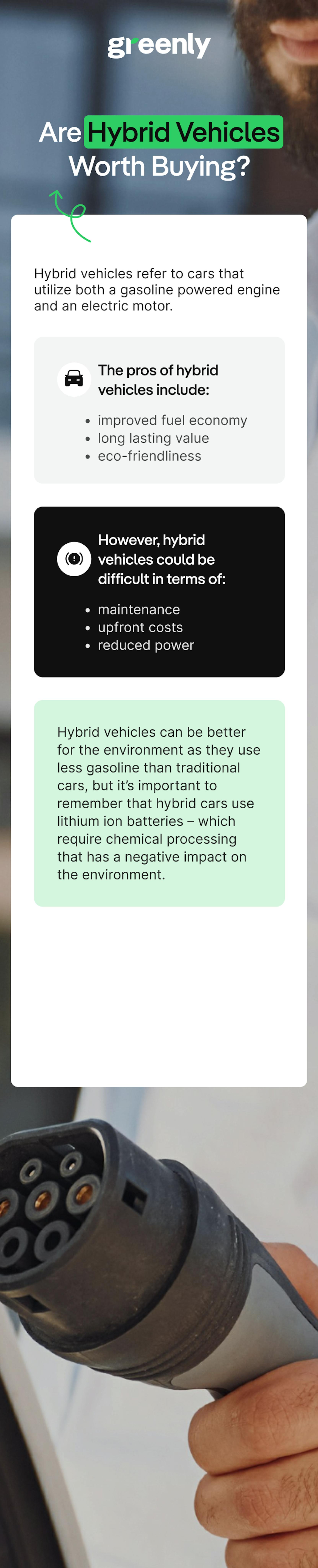 resume of hybrid vehicles pros and cons