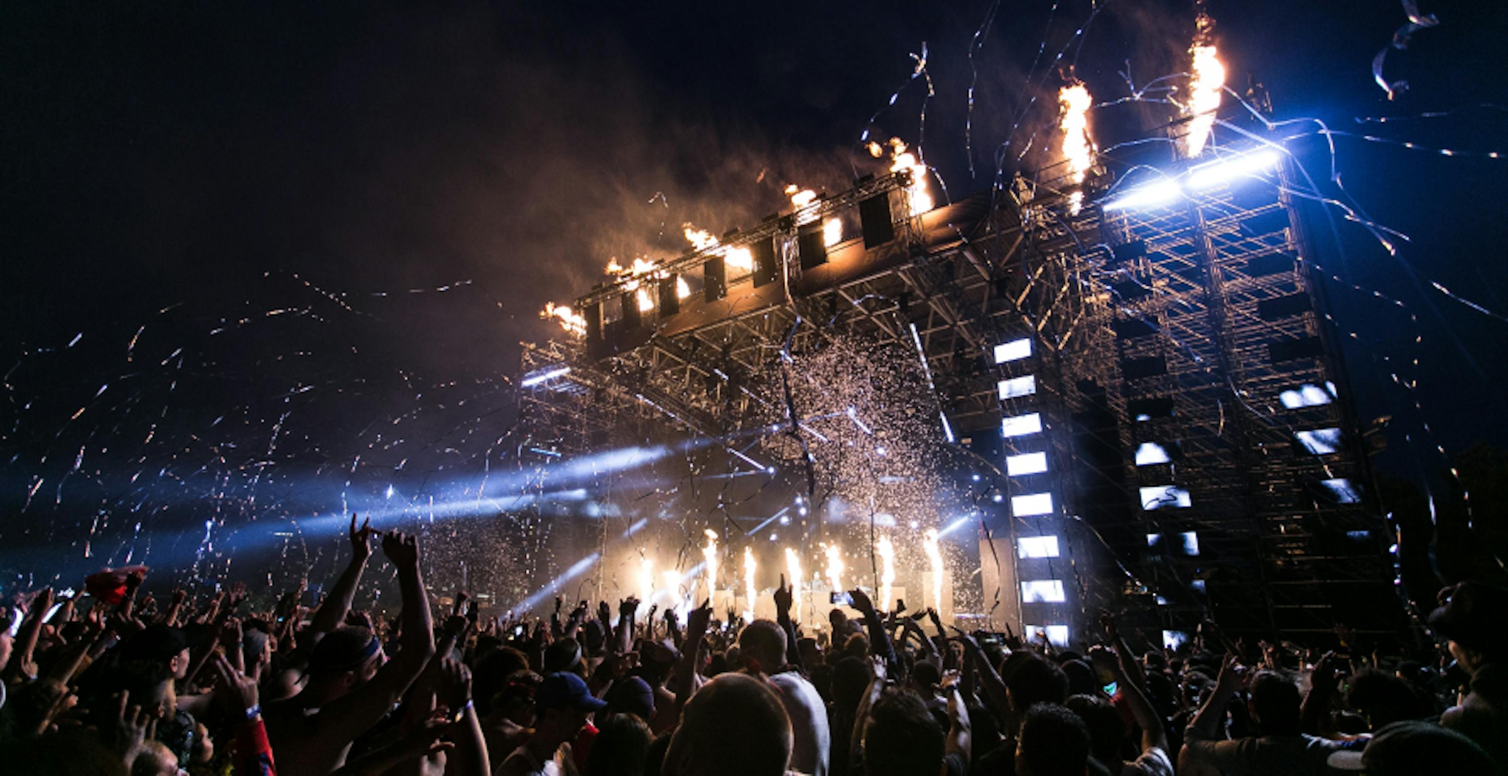 Cheering crowd at music festival