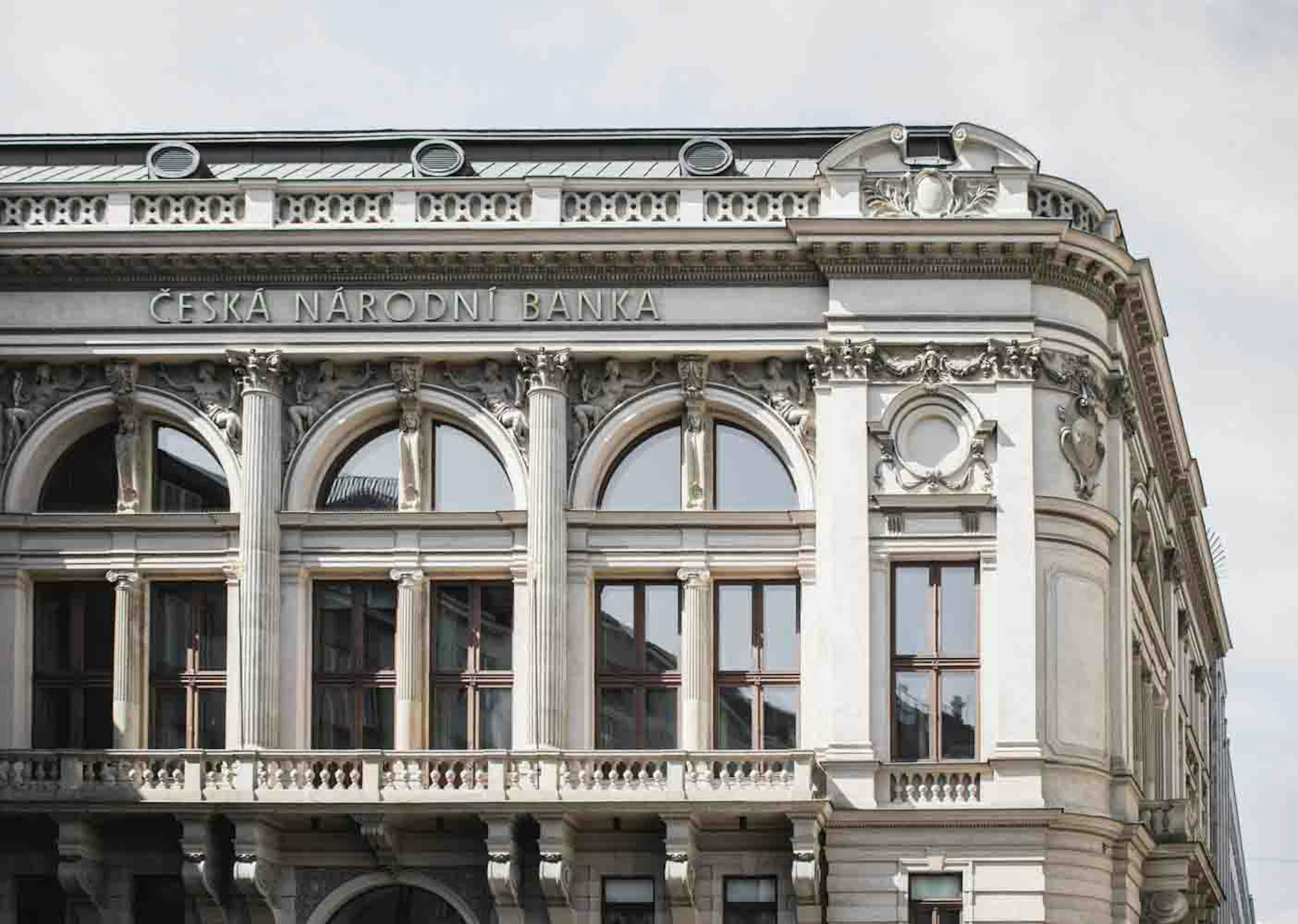 White and Gray Building of Praha Bank